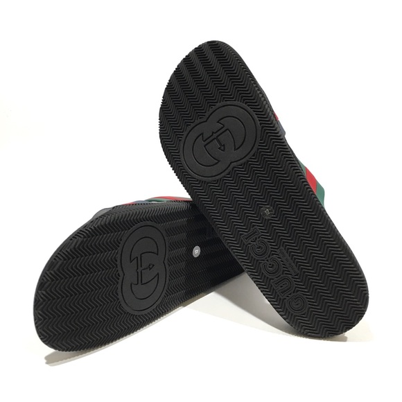 GUCCI WEB RGR RUBBER SLIDES SANDALS -MEN’S US 12.5 -NEW - Picture 9 of 9